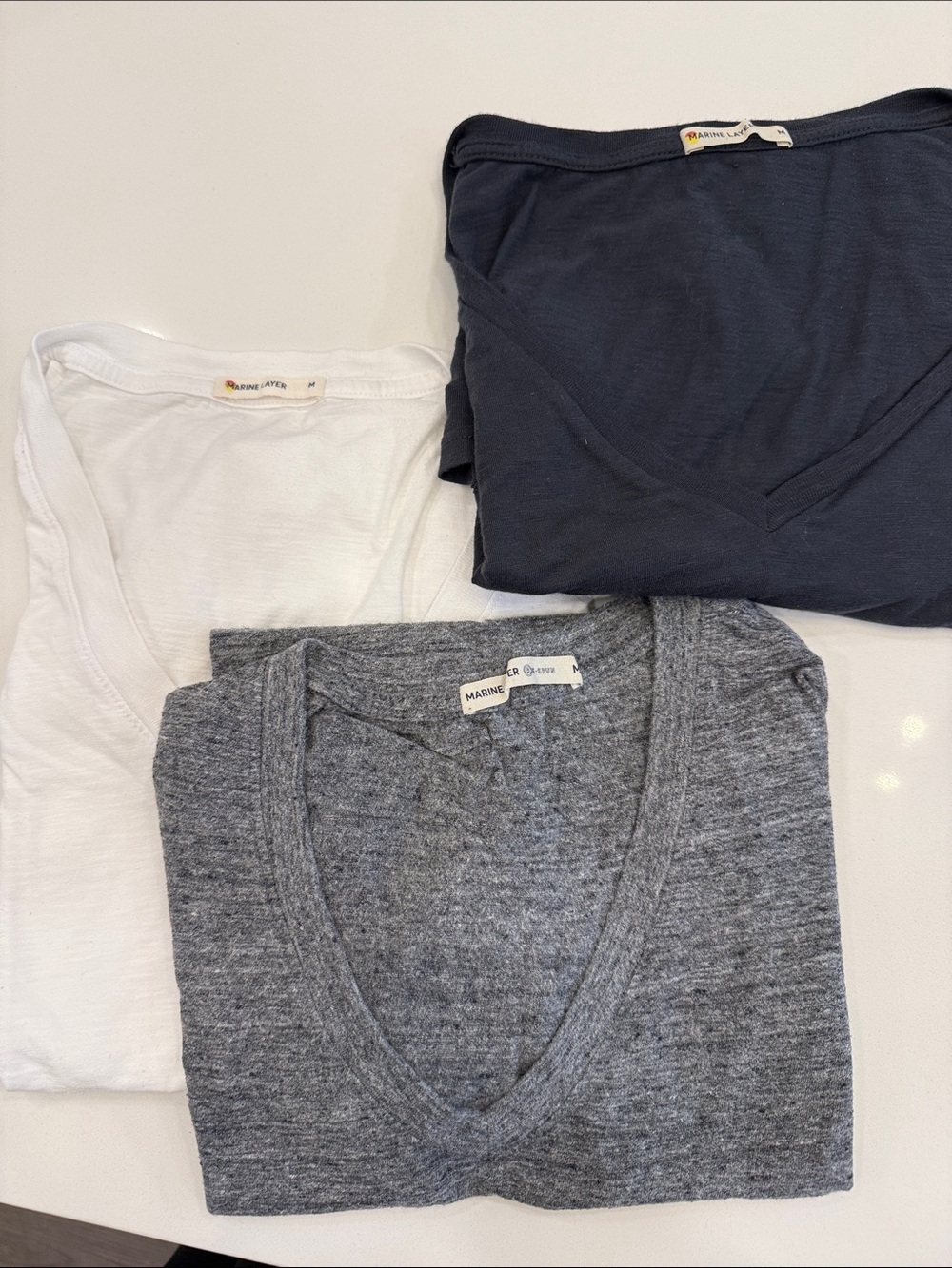 Marine Layer Short Sleeve Tees in White, Charcoal Gray & Black